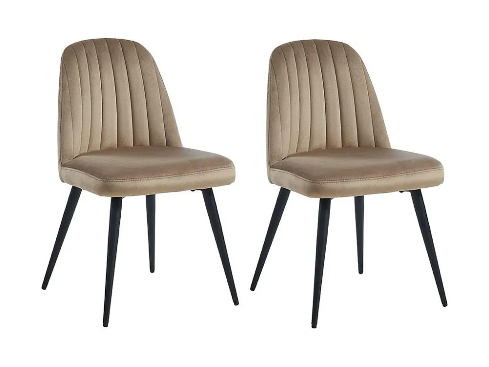 Set van 2 vintage stoelen met armleuningen van fluweel en zwart metaal ELEANA - Beige