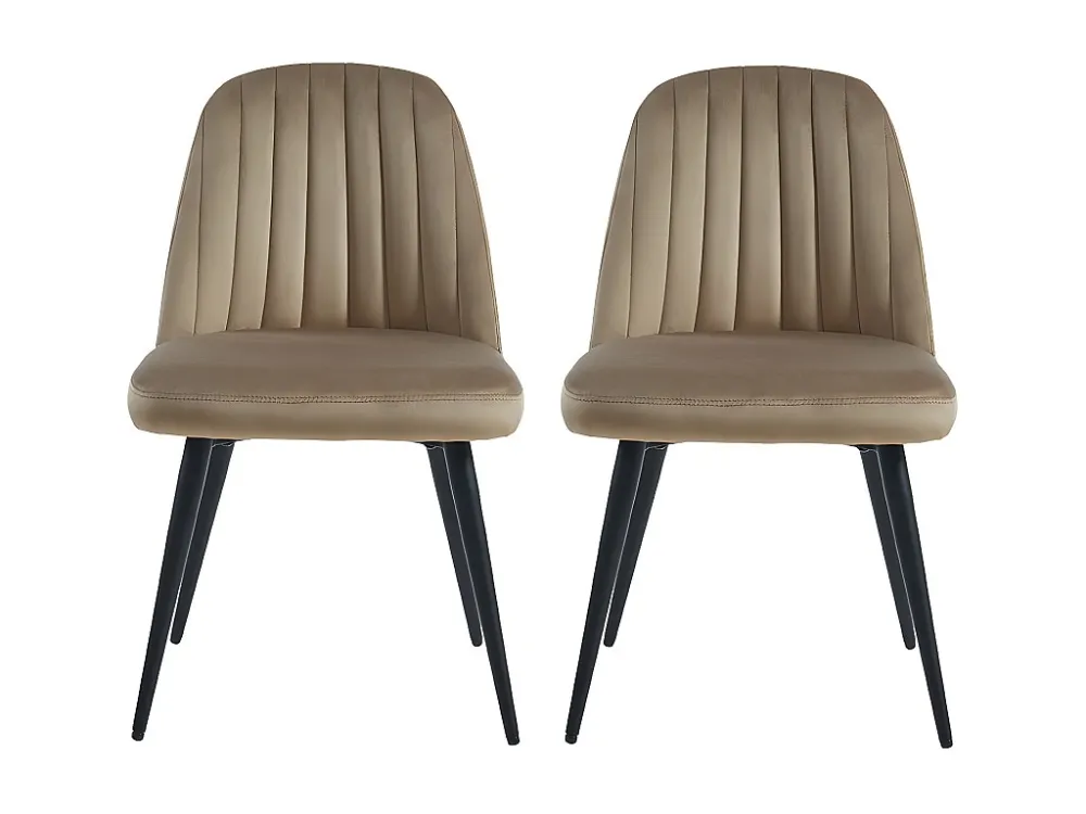 Set van 2 vintage stoelen met armleuningen van fluweel en zwart metaal ELEANA - Beige