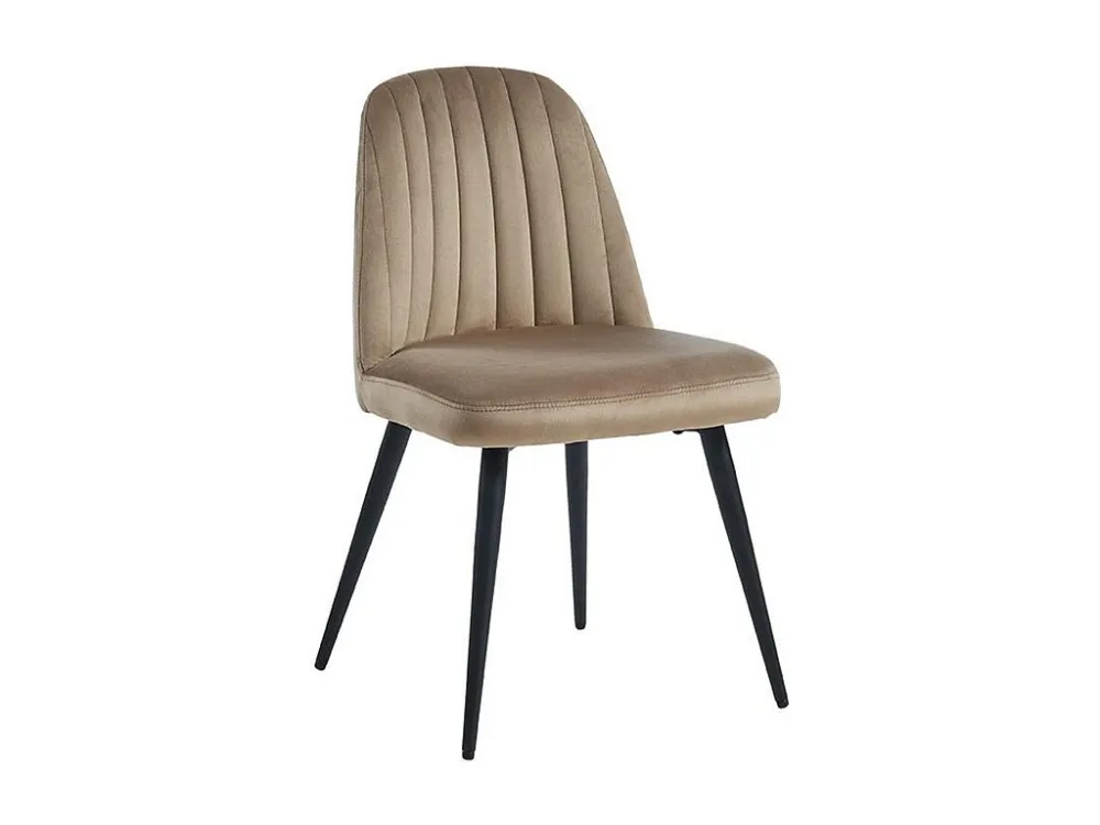 Set van 2 vintage stoelen met armleuningen van fluweel en zwart metaal ELEANA - Beige