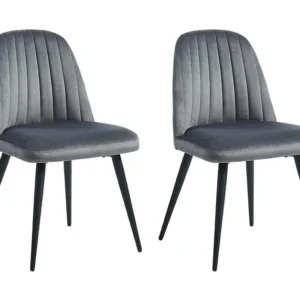 Set van 2 vintage stoelen met armleuningen van fluweel en zwart metaal ELEANA - Grijs