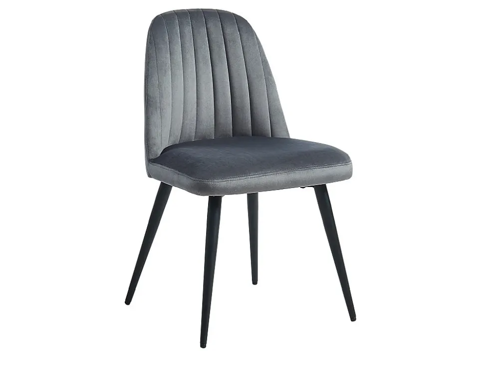 Set van 6 vintage stoelen met armleuningen van fluweel en zwart metaal ELEANA - Grijs