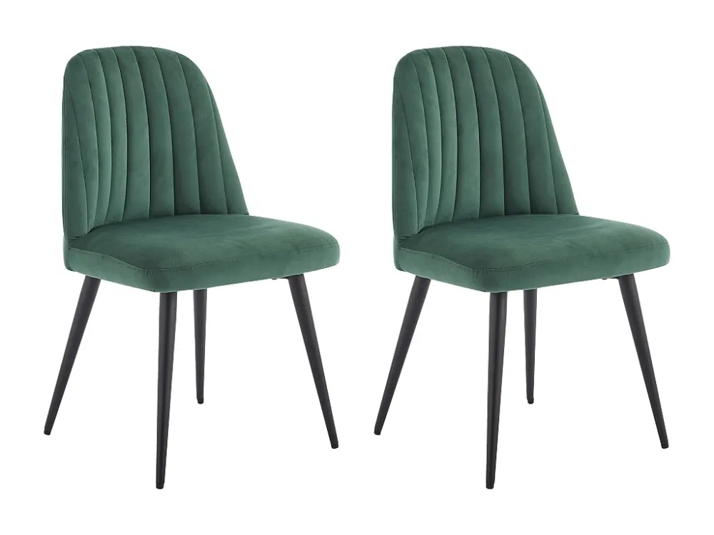 Set van 2 vintage stoelen van fluweel en zwart metaal ELEANA - Kleur: groen