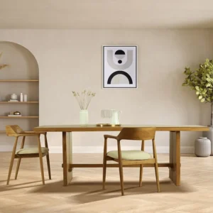 Stoel met armleuningen teak en stof - Houtlook en crème - SOUADY - Koop nu online