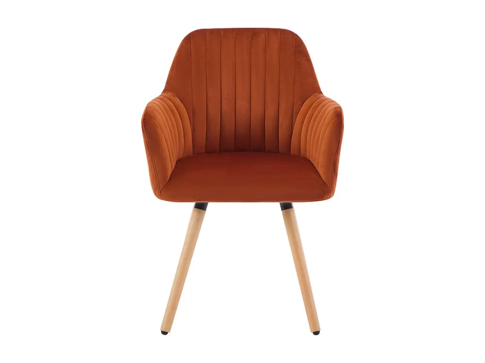 Stoel met armleuningen van velours en metaal met houteffect - Terracotta - ELEANA