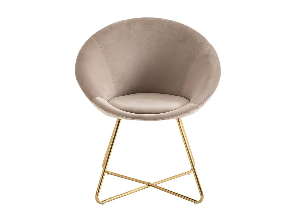 Stoel van velours en goudkleurig metaal - Kleur: beige - BURBAN