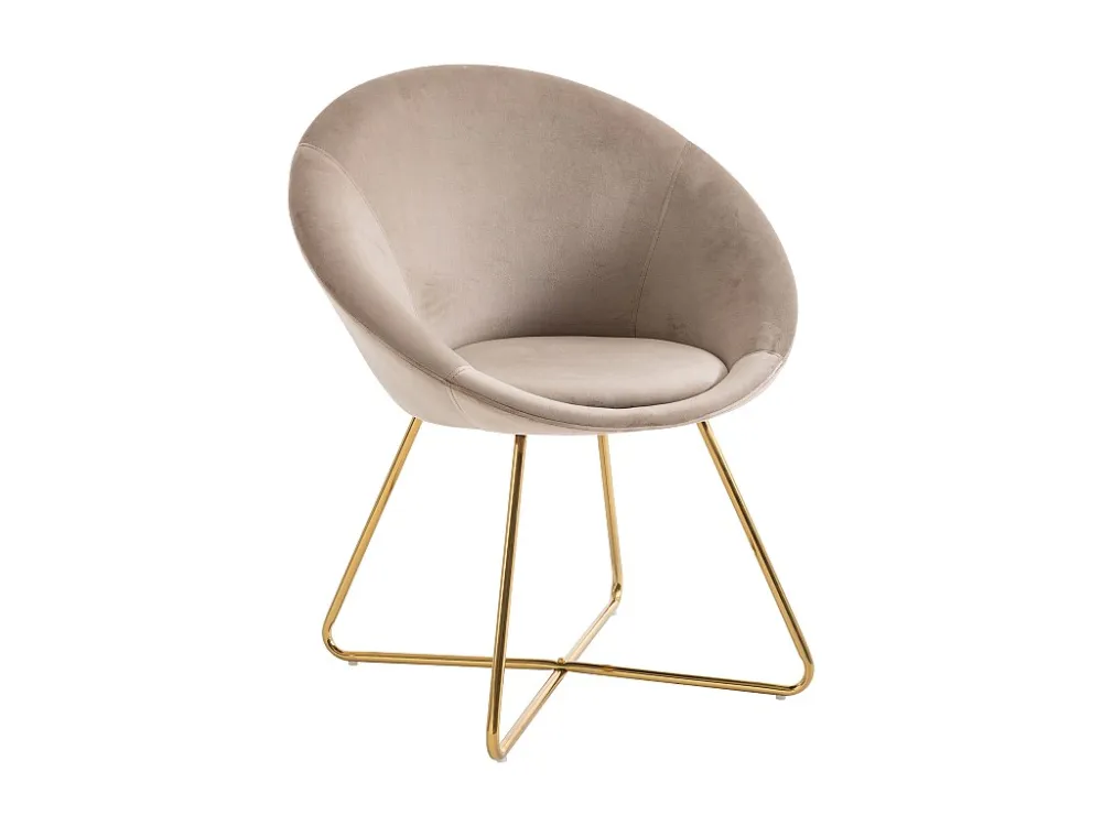 Stoel van velours en goudkleurig metaal - Kleur: beige - BURBAN