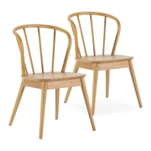 Set van 2 Brisa eetkamerstoelen eikenkleur, massief hout VS Venta-stock