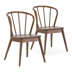 Set van 2 Brisa stoelen Walnoot kleur, Massief hout VS Venta-stock