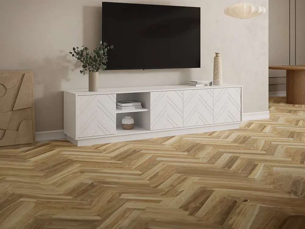Hangend tv-meubel met 4 deuren en 2 nissen van mdf - Wit - REDONIA