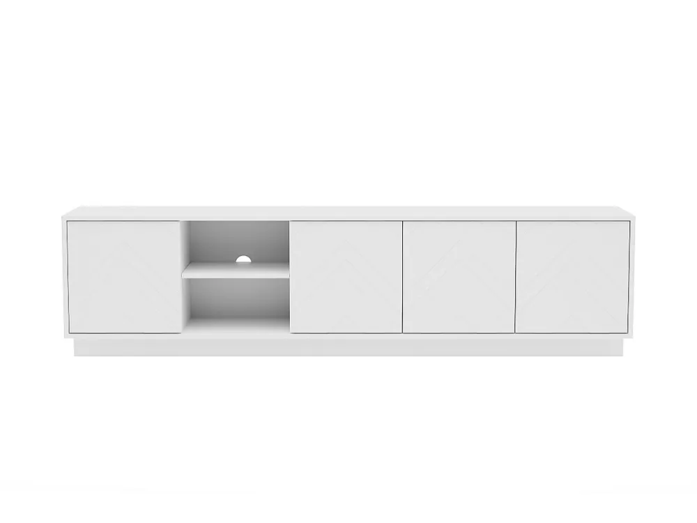 Hangend tv-meubel met 4 deuren en 2 nissen van mdf - Wit - REDONIA