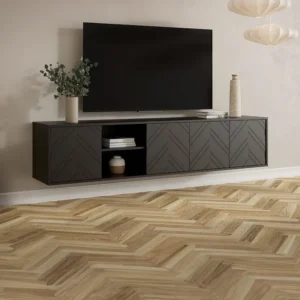 Hangend tv-meubel met 4 deuren en 2 nissen van mdf - Zwart - REDONIA