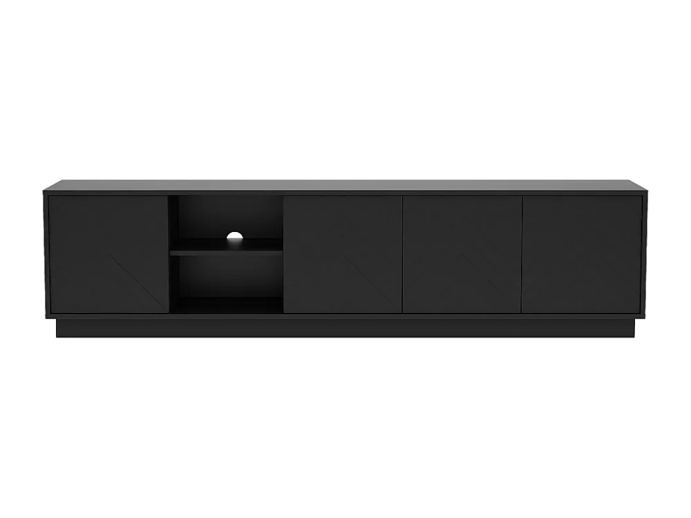Hangend tv-meubel met 4 deuren en 2 nissen van mdf - Zwart - REDONIA