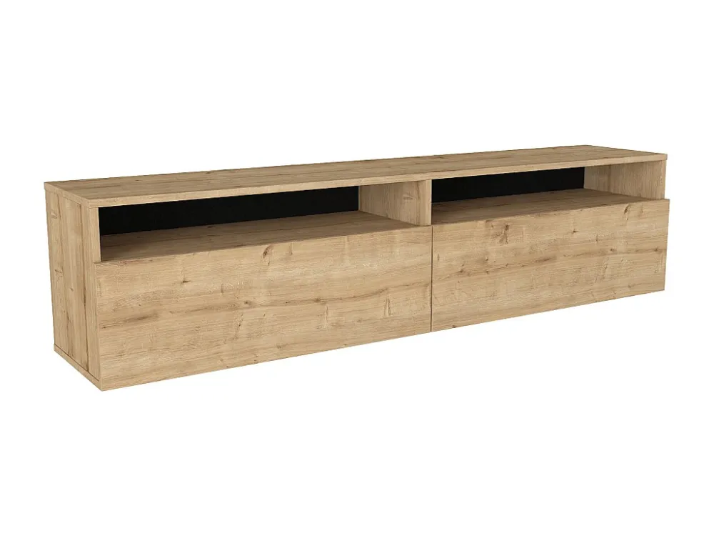 Hangende TV-meubel met 2 deurtjes en 2 vakken - Naturel - KIRIYA
