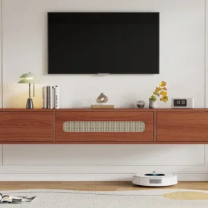 Hangend TV-meubel 140 cm - 3 vakken - Bruin ModernLuxe