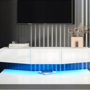 Hangend TV-meubel 180cm met LED - 3 lades - Wit ModernLuxe