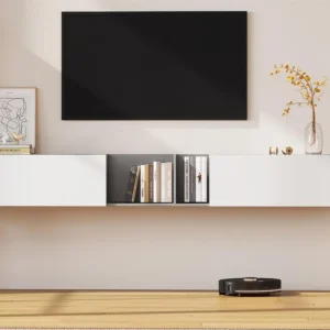Hangend tv-meubel - 2 deuren en 2 open planken - Wit ModernLuxe