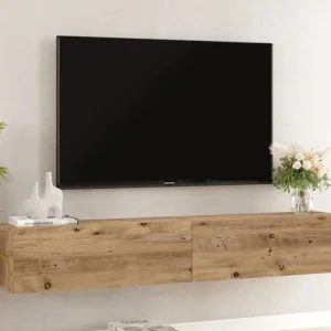 Tv-meubel om op te hangen met 2 deuren - Licht naturel - AUBEPINA