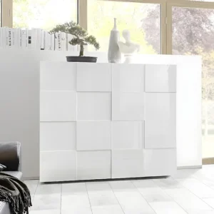 Hoge buffetkast - 2 deuren - Kleur: wit gelakt - CALISTO - Koop nu online
