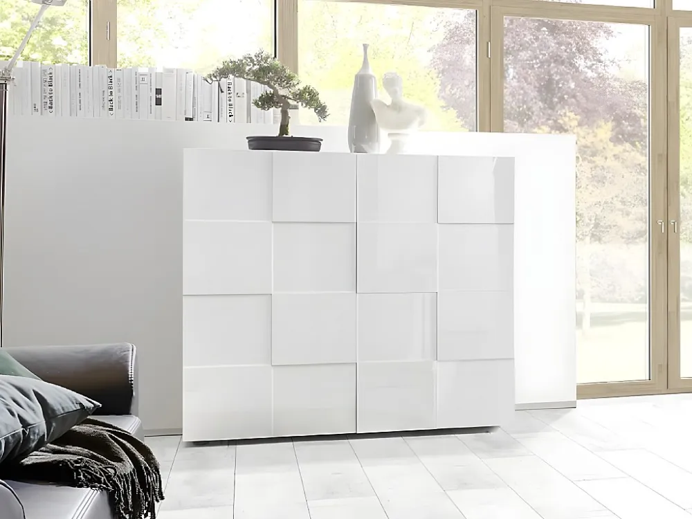 Hoge buffetkast - 2 deuren - Kleur: wit gelakt - CALISTO - Koop nu online