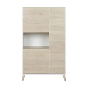 Hoge buffetkast KOLYMA - 3 deuren & 1 nis - Eiken & Wit