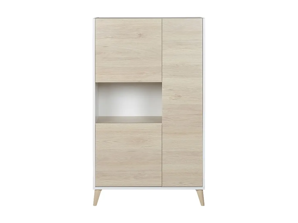 Hoge buffetkast KOLYMA - 3 deuren & 1 nis - Eiken & Wit