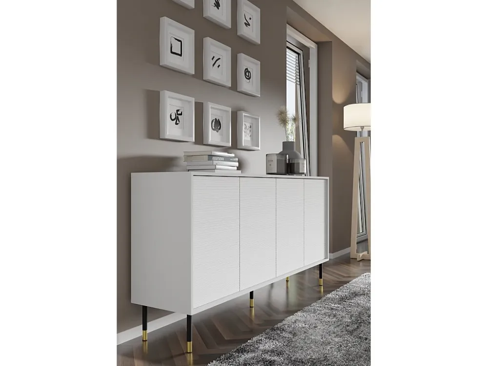 Ladenkast SHERWOOD 4D 180 cm gefreesd op poten mat wit Homlando