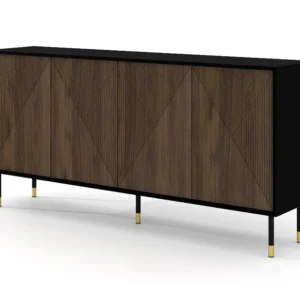 Ladenkast WOODY IV 4D 180 cm gefreesd op poten mat zwart / catania-eik Homlando
