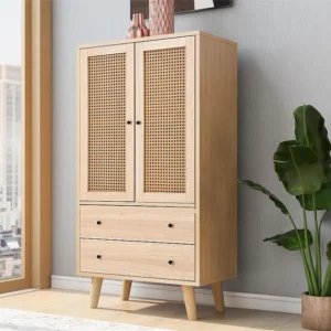 Hoog dressoir met 2 deuren en 2 laden spaanplaathout - klassieke stijl - eikenkleur Merax