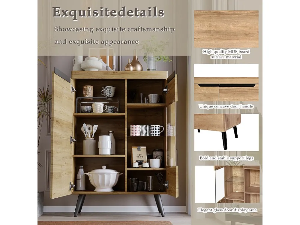Hoog dressoir - met 7 vakken - Naturel ModernLuxe