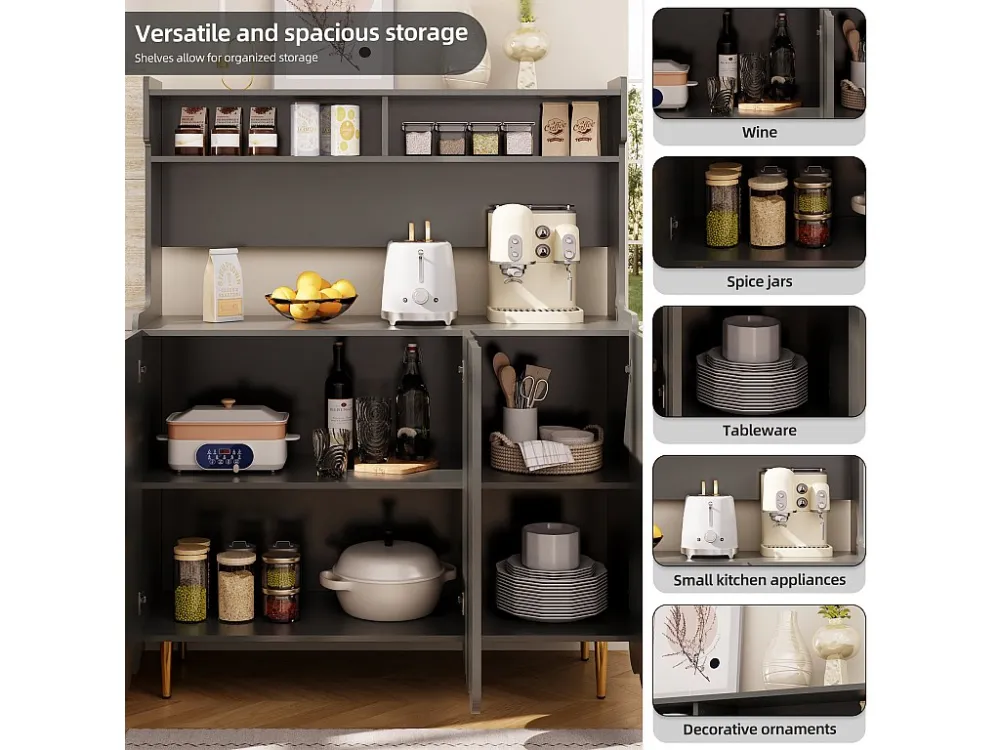 Huat dressoir - 3 vakken en 3 deuren - MDF - Grijs ModernLuxe