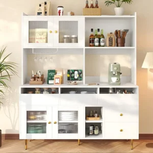 Modern hoog dressoir - MDF - opbergruimte op meerdere niveaus - Wit ModernLuxe