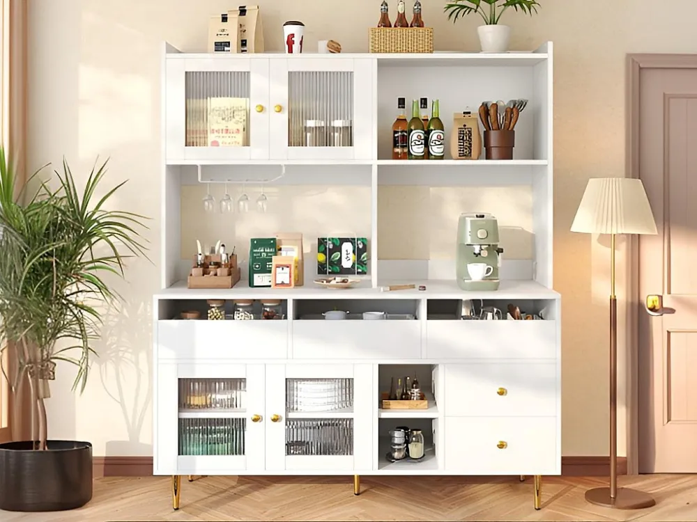Modern hoog dressoir - MDF - opbergruimte op meerdere niveaus - Wit ModernLuxe