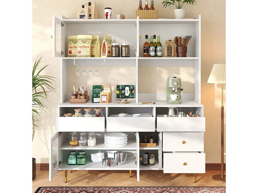 Modern hoog dressoir - MDF - opbergruimte op meerdere niveaus - Wit ModernLuxe