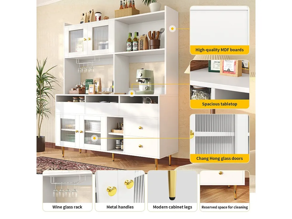 Modern hoog dressoir - MDF - opbergruimte op meerdere niveaus - Wit ModernLuxe