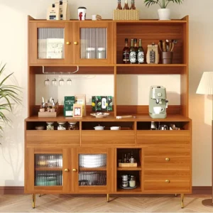 Modern hoog dressoir - MDF - opbergruimte op meerdere niveaus - Bruin ModernLuxe