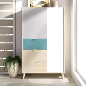 Scandinavische vitrinekast met 3 deuren en 1 lade - Meerkleurig BICA