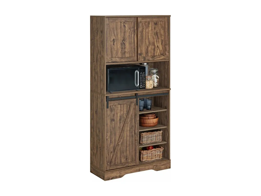 SoBuy Keukenkast, Dressoirkast, Buffetkast, Gangkast, Hoge kast, Commode, Opbergkast met 3 Schuifdeuren en 1 Plank, 80 x 3...
