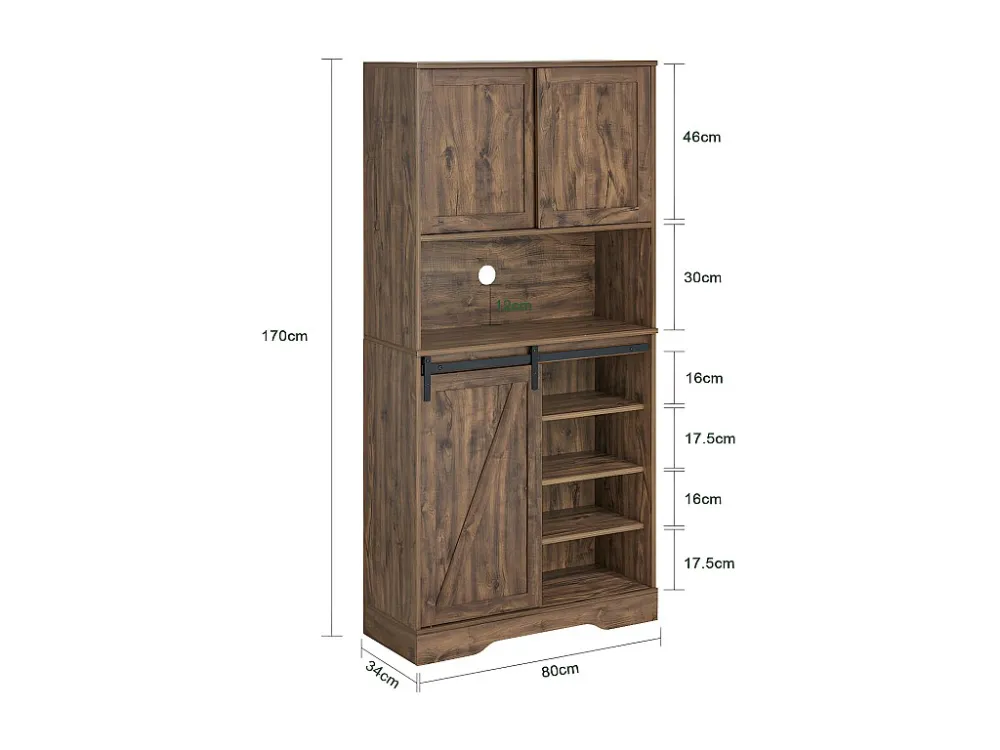 SoBuy Keukenkast, Dressoirkast, Buffetkast, Gangkast, Hoge kast, Commode, Opbergkast met 3 Schuifdeuren en 1 Plank, 80 x 3...