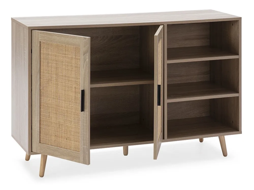 Dressoir Dalia 2 deuren en 3 vakken eiken kleur, 120 cm breed. VS Venta-stock