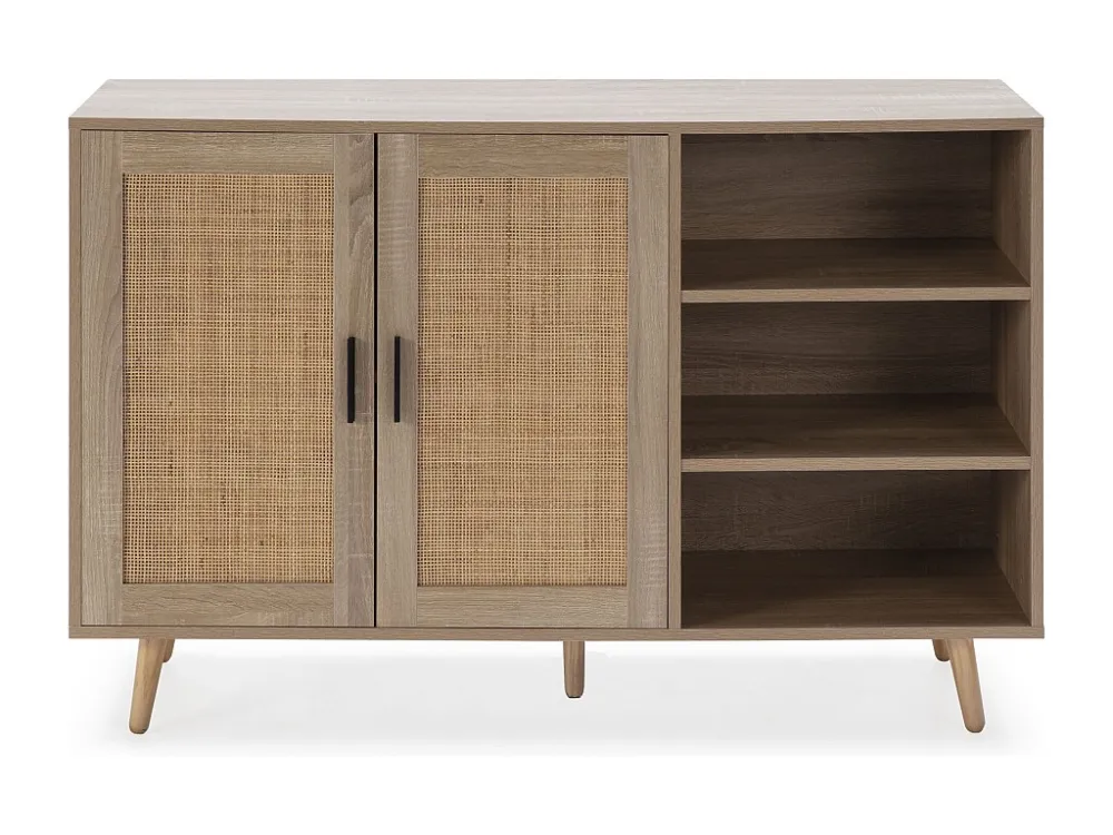 Dressoir Dalia 2 deuren en 3 vakken eiken kleur, 120 cm breed. VS Venta-stock