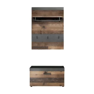 Irwin garderobe opstelling E, grijs Matera decor, Old Wood decor. ebuy24