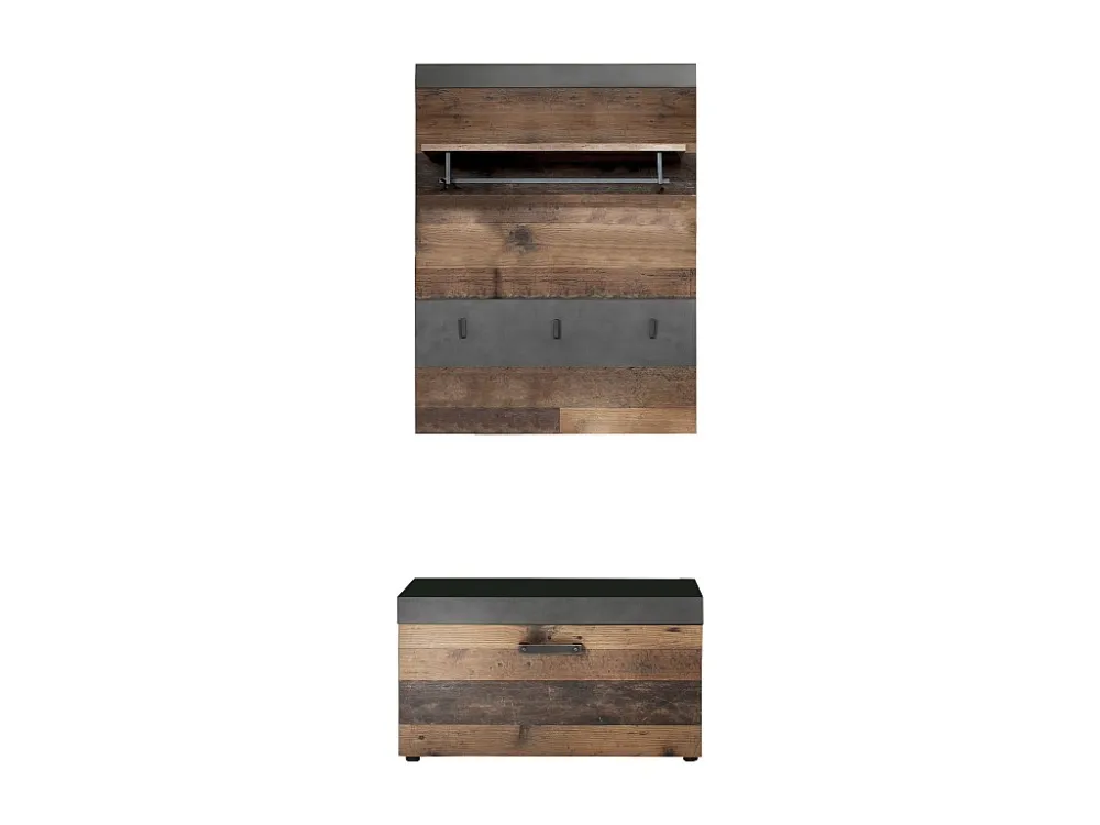 Irwin garderobe opstelling E, grijs Matera decor, Old Wood decor. ebuy24