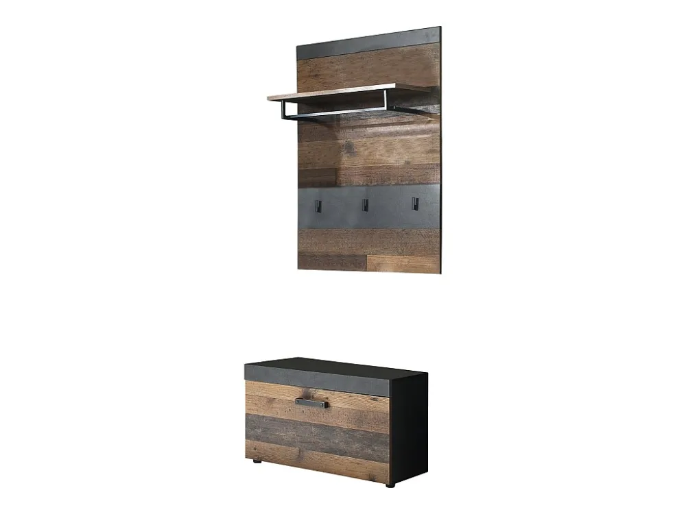 Irwin garderobe opstelling E, grijs Matera decor, Old Wood decor. ebuy24