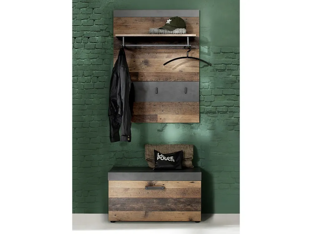 Irwin garderobe opstelling E, grijs Matera decor, Old Wood decor. ebuy24