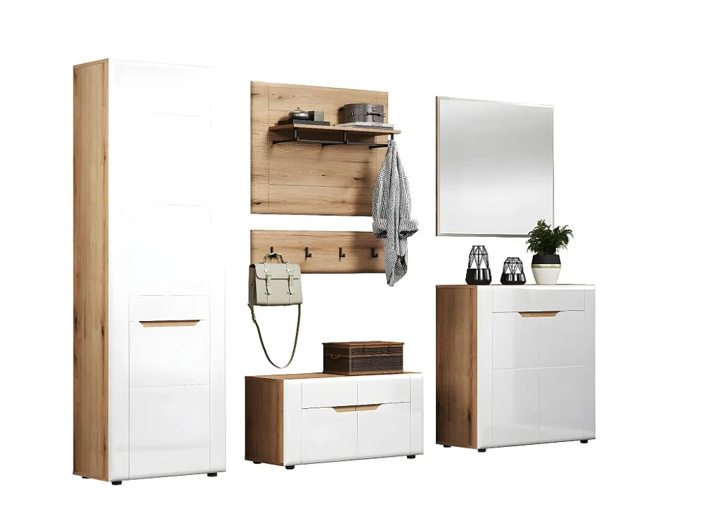 Marlon garderobe opstelling wit, eik decor. ebuy24