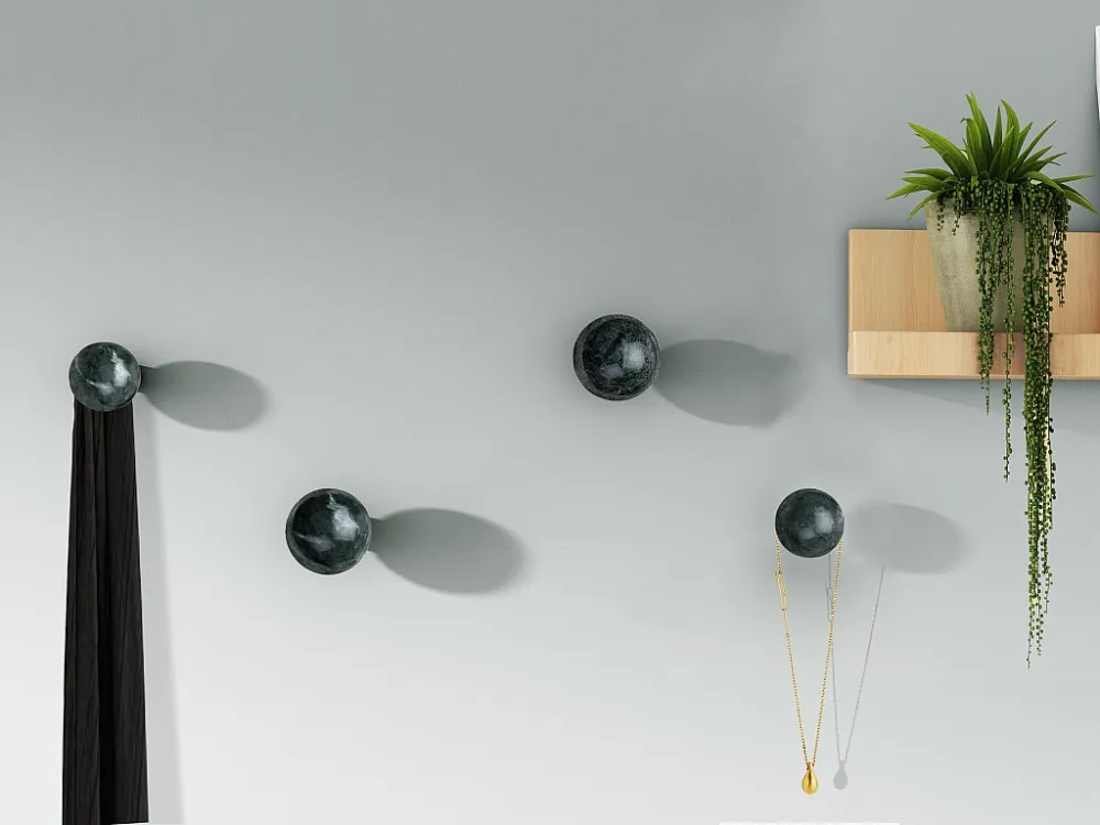 Set van 4 marmeren haken - Kleur: groen - RALONDINE