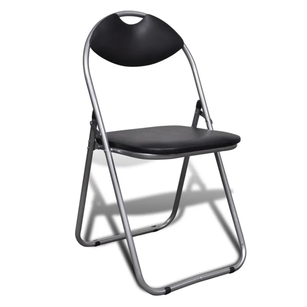 Eetkamerstoelen inklapbaar 6 st kunstleer en staal zwart