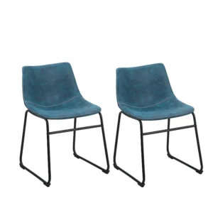 Eetkamerstoel set van 2 stof blauw BATAVIA BELIANI