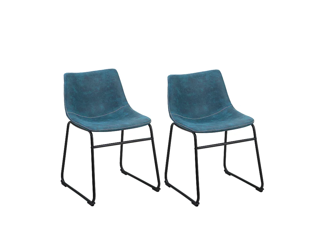 Eetkamerstoel set van 2 stof blauw BATAVIA BELIANI