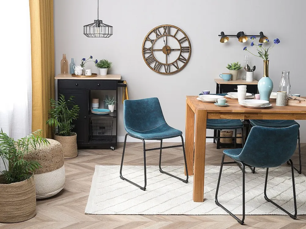 Eetkamerstoel set van 2 stof blauw BATAVIA BELIANI